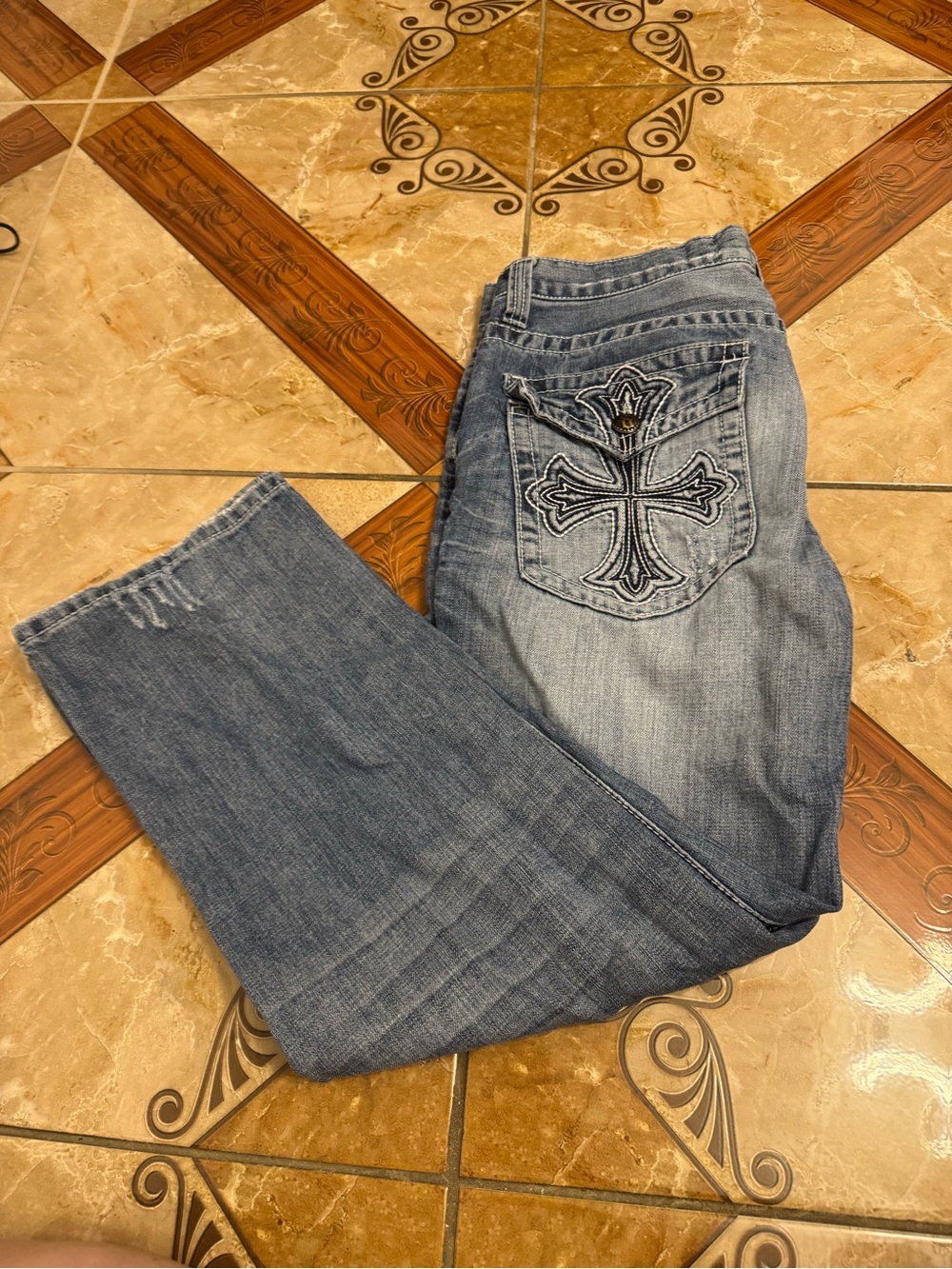 Decree Sun Straight Men’s Jeans Size 34 Cross Pocket Y2K